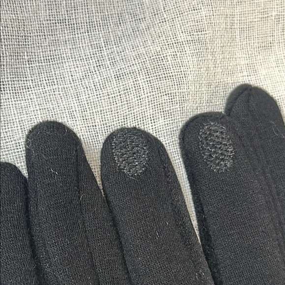 Black Winter Gloves Women Velvet Feel w/ Tech Finger Tips & Grey Accent Button - Picture 7 of 8